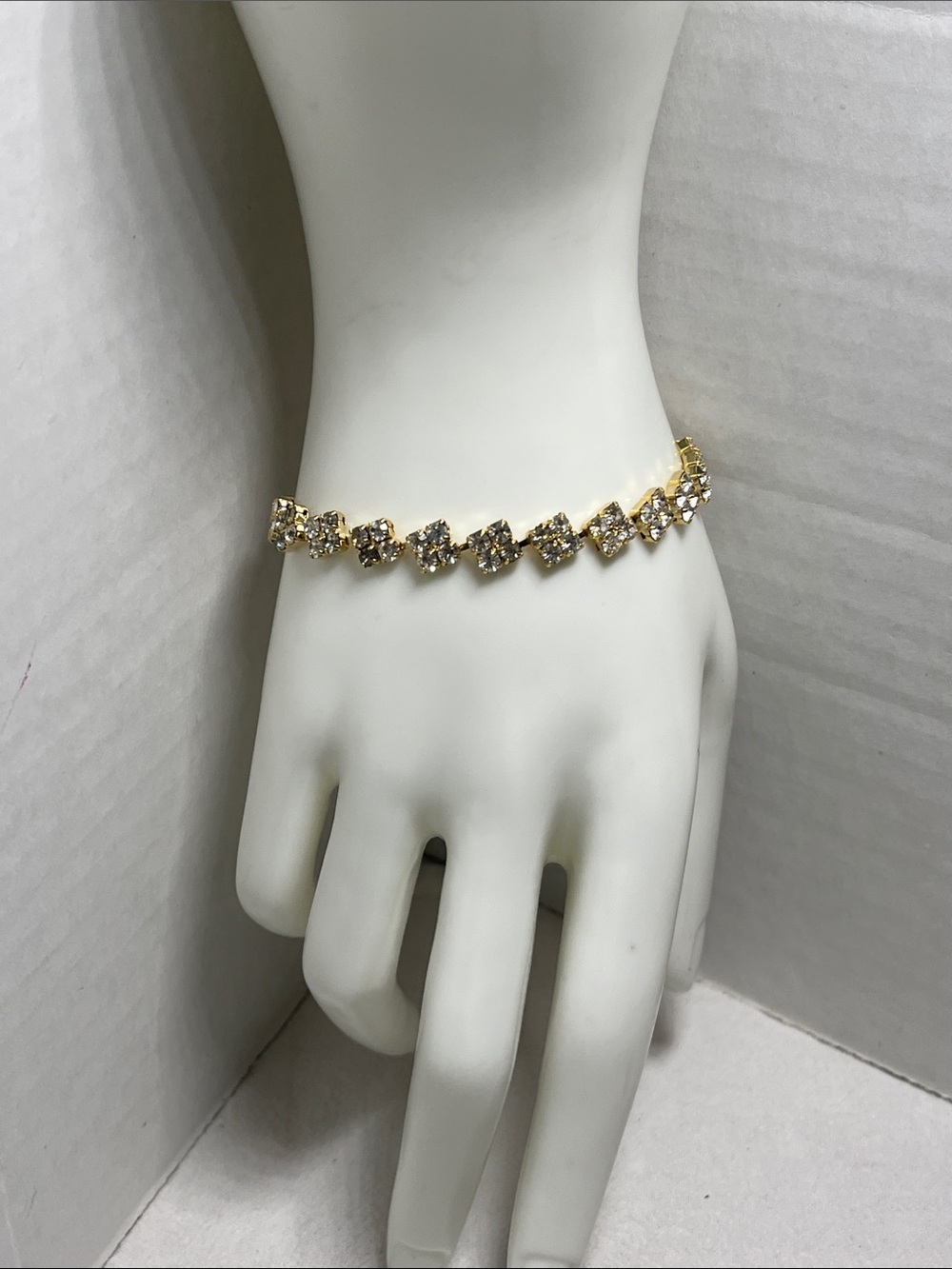Gold Crystal Tennis Bracelet - Elegant Women's Jewelry